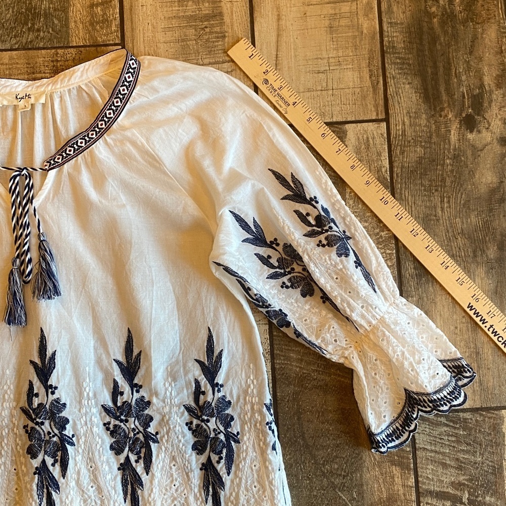 Key Mi White Blouse with Navy and white Embroidery - Picture 8 of 11